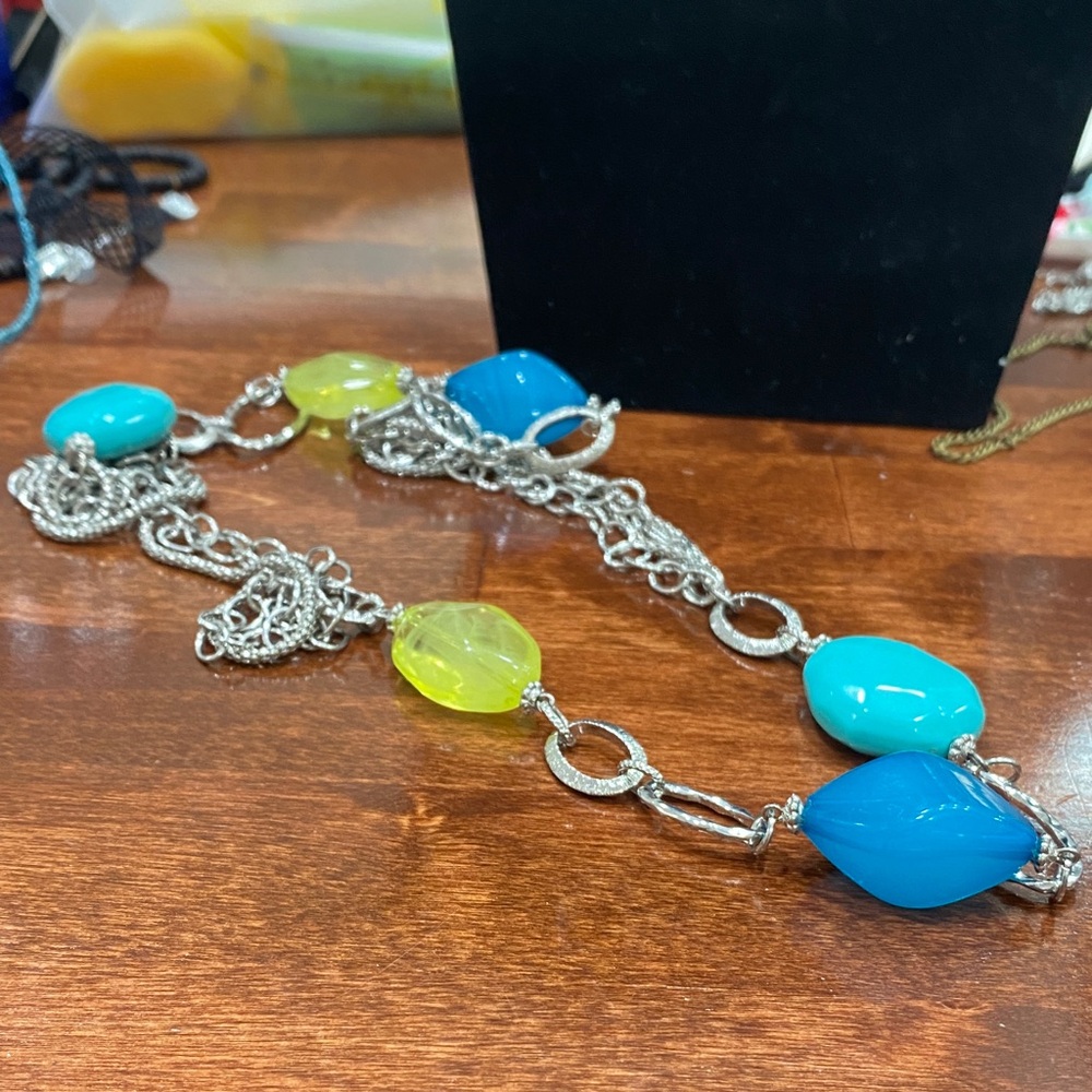 Turquoise and Yellow Beaded Necklace